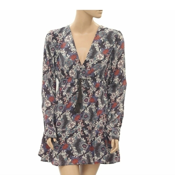 NWOT Free People Women's Size XS Stealing Fire MiniDress Floral Tassel Boho - Picture 5 of 8